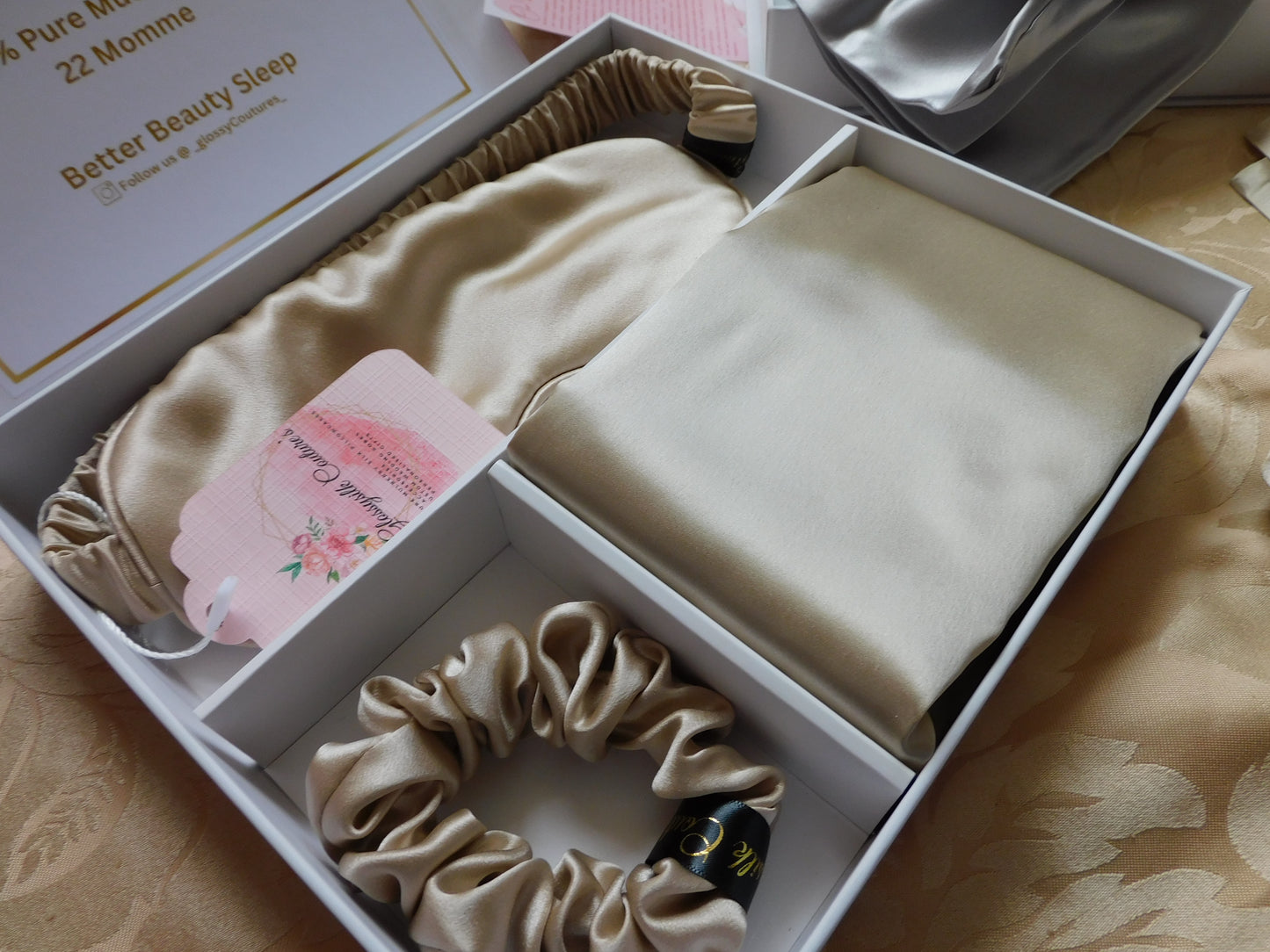 100% Mulberry Silk Premium Pillowcase Gift Set, U.K Standard Size Pillowcase, Weddings Gift, Birthday Gift For Her or Him, Self Care Box.