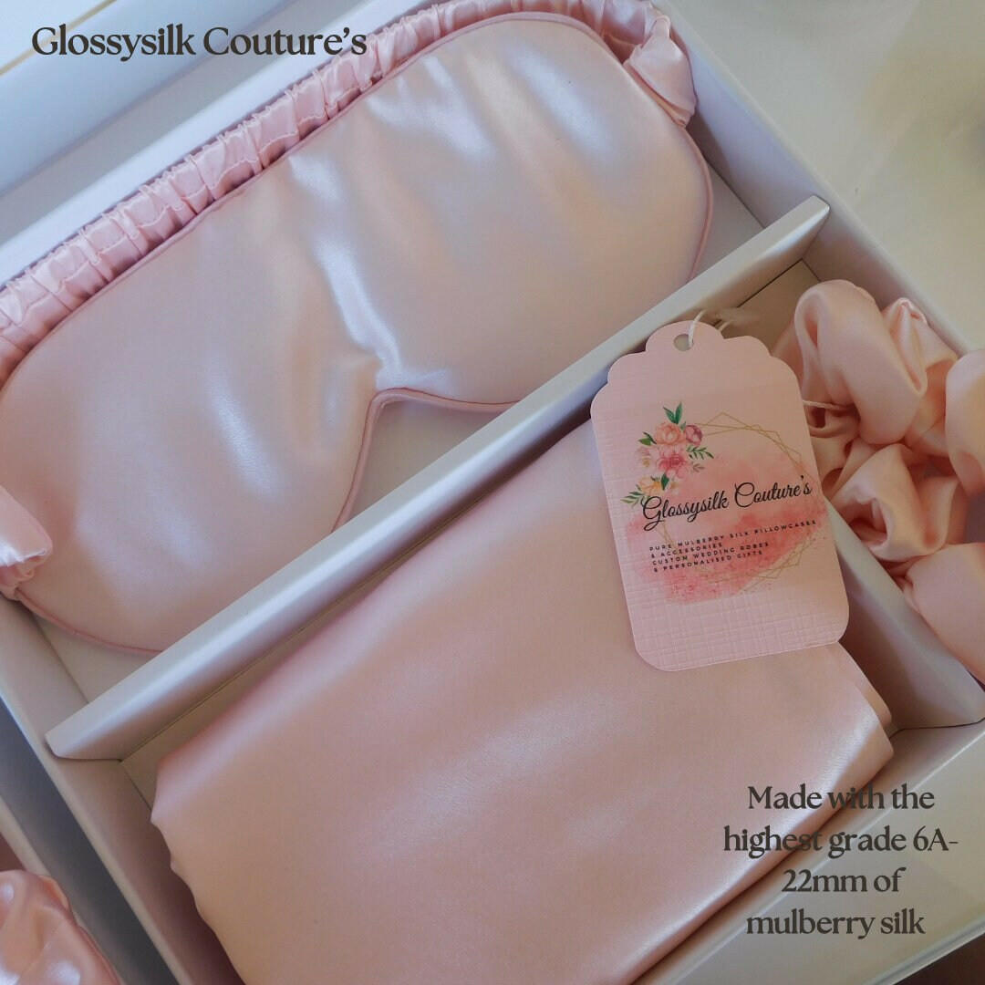 100% Mulberry Silk Premium Pillowcase Gift Set, U.K Standard Size Pillowcase, Weddings Gift, Birthday Gift For Her or Him, Self Care Box.