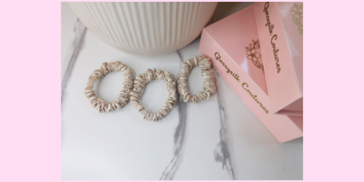 Pack of 3 Mulberry Silk Hair Scrunchies, Silk Hair Ties, Prevent Damages, Reduces Frizz, Reduces Split Ends No Kinks or Crease