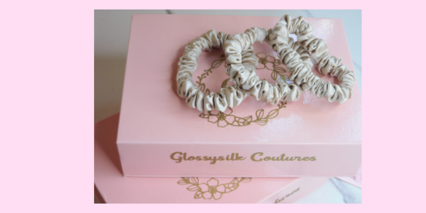 Pack of 3 Mulberry Silk Hair Scrunchies, Silk Hair Ties, Prevent Damages, Reduces Frizz, Reduces Split Ends No Kinks or Crease