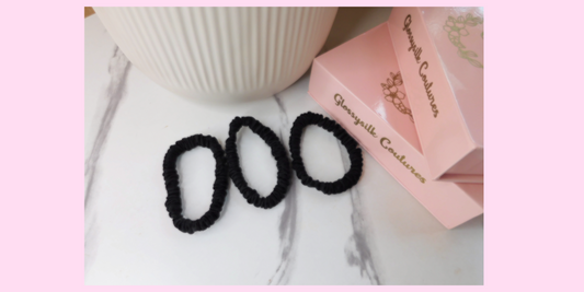 Pack Of 3 Mulberry Silk Skinny Hair Scrunchies, Silk Hair Ties, Prevent Damages, Prevent split ends, No Kinks or Crease