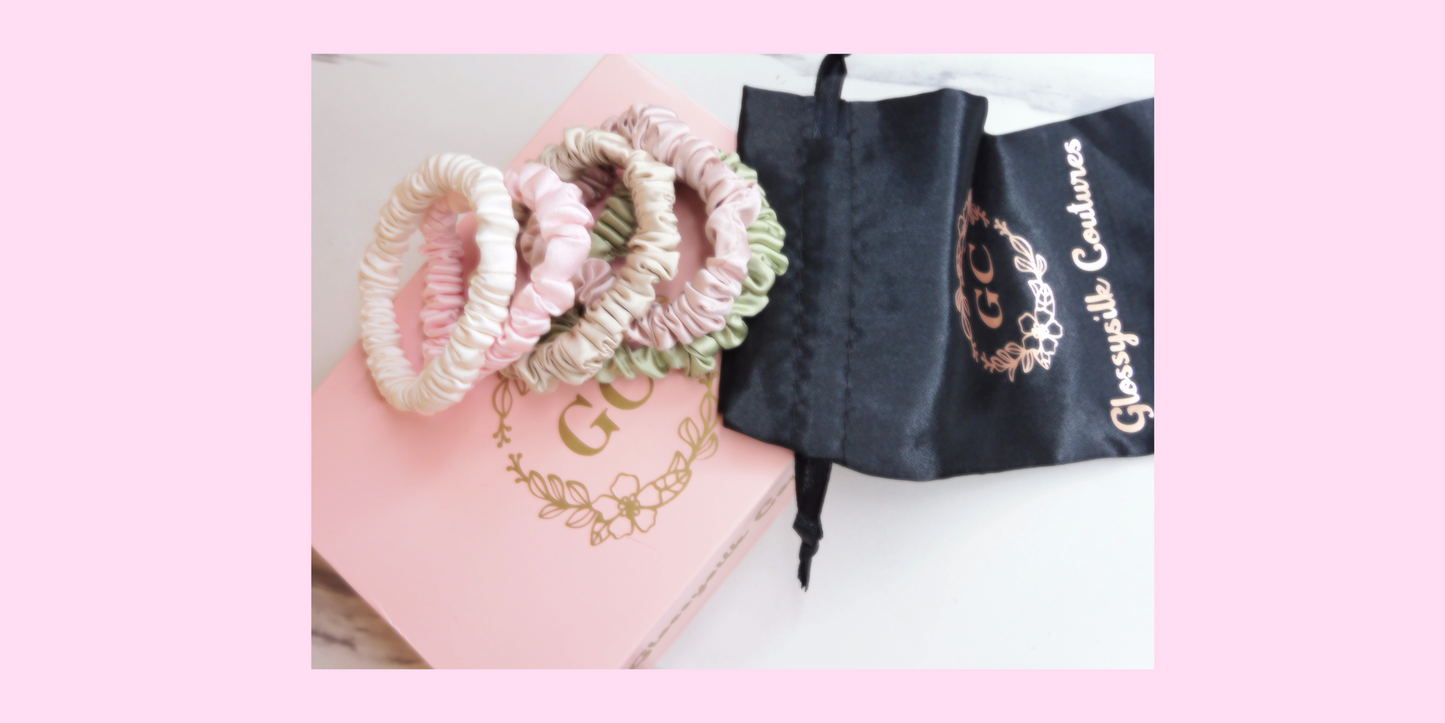 A MUST for your hair routine! 100% Mulberry Silk Hair Scrunchies Pack, Mulberry Silk Longer Lasting Hair Scrunchies, Hair Silk Ties, Prevents Breakage, Reduces Hair Loss.